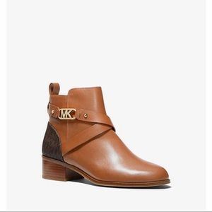 Michael Kors Kincaid Leather Flat Ankle Boot